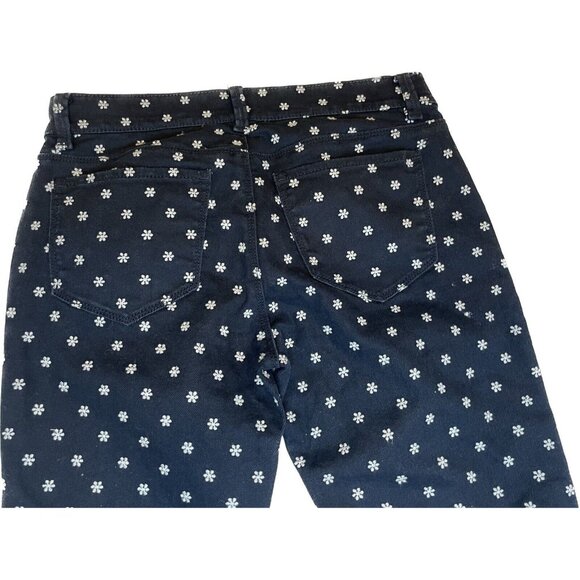 Ann Taylor navy blue snowflake jeans Small 4 Christmas Skinny Ankle Low Rise - Picture 10 of 10